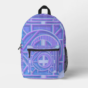 Sac À Dos Imprimé Vaporwave néon futuriste Abstrait géométrique