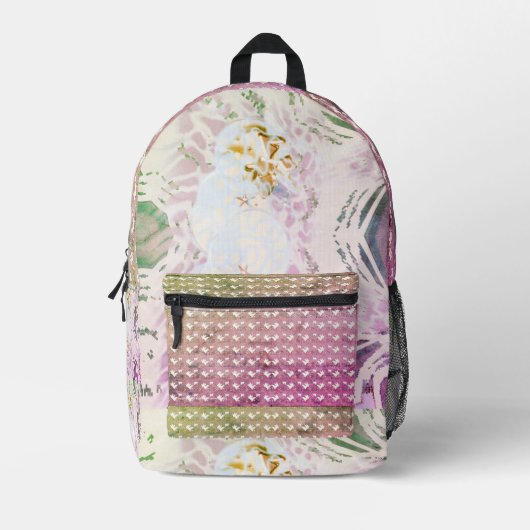 Sac À Dos Imprimé Var version rose feuille blanche (Recto)