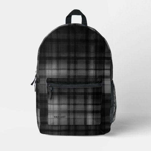 Sac À Dos Imprimé VARIANT Tartan Abstraction B/W (Recto)