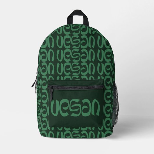 Sac À Dos Imprimé Végétal noir et vert (Recto)