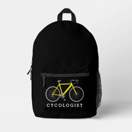 Sac À Dos Imprimé Vélo Jaune Avec Texte Cycologiste (Recto)