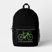 Sac À Dos Imprimé Vélo vert Neon Avec Texte Cycologiste (Recto)