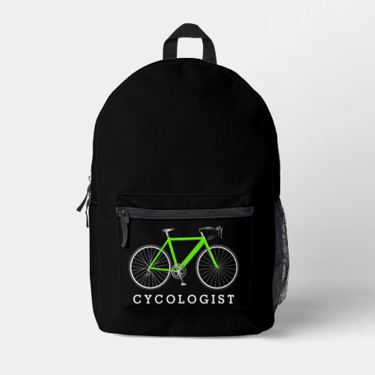 Sac À Dos Imprimé Vélo vert Neon Avec Texte Cycologiste (Recto)