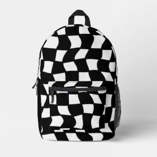 Sac À Dos Imprimé Vérification rétro noir et blanc Wavy