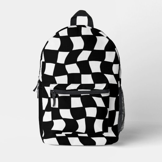 Sac À Dos Imprimé Vérification rétro noir et blanc Wavy (Recto)