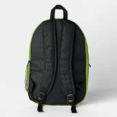Sac À Dos Imprimé Vert Citron Branché Monogramme Nom Blanc (Verso)
