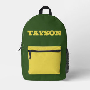 Sac À Dos Imprimé Vert et Jaune Personnalisés
