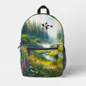 Sac À Dos Imprimé Vert fleur sauvage (Recto)