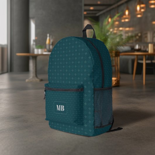 Sac À Dos Imprimé Vert foncé à motif étoile blanche Monogrammé