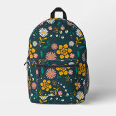 Sac À Dos Imprimé Vert Jaune Joli Floral (Recto)