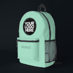 Sac À Dos Imprimé Vert menthe | Logo et texte personnalisés<br><div class="desc">Couleur verte de menthe classique | Logo d'entreprise personnalisé et texte moderne Professionnel imprimé sac à dos</div>