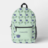 Sac À Dos Imprimé Vert mûre Aquarelle Blueberry Fruit Motif (Recto)