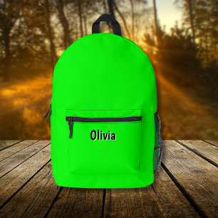 Sac À Dos Imprimé Vert néon électrique Nom personnalisé 3D noir