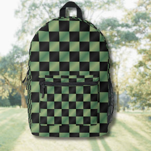 Sac À Dos Imprimé Vert olive moderne dégradé noir à carreaux