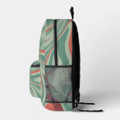 Sac à dos imprimé vert orange design graphique (Droite)