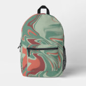 Sac à dos imprimé vert orange design graphique (Recto)