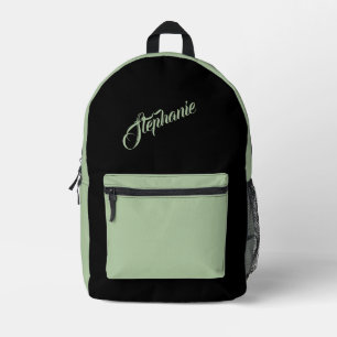 Sac À Dos Imprimé Vert sauge uni avec nom