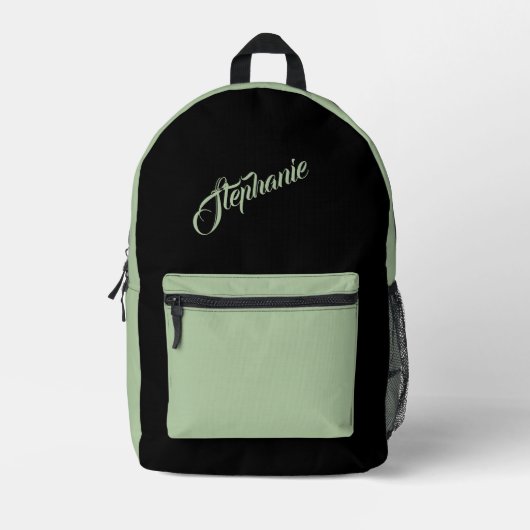 Sac À Dos Imprimé Vert sauge uni avec nom (Recto)