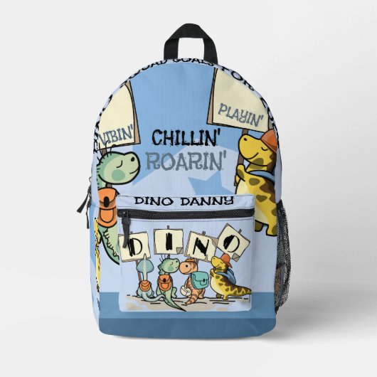 Sac À Dos Imprimé Vibes Cool à thème Dino & Amusement pour 2024 (Recto)