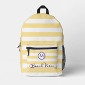 Sac À Dos Imprimé Vibes de plage Été Jaune Blancs Monogramme (Recto)