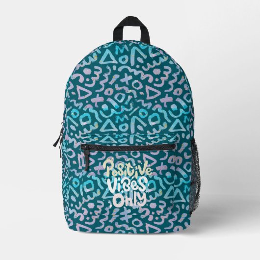Sac À Dos Imprimé Vibes positives uniquement géométriques vertes (Recto)