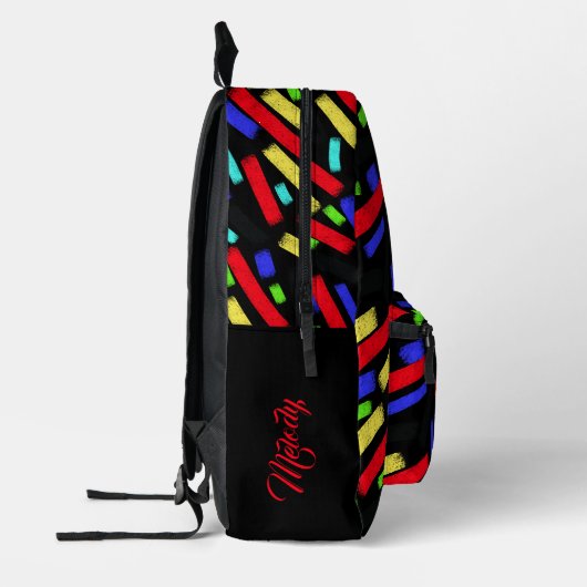 Sac À Dos Imprimé Vibrant Abstrait Crayon Lignes Gras Artistique (Gauche)