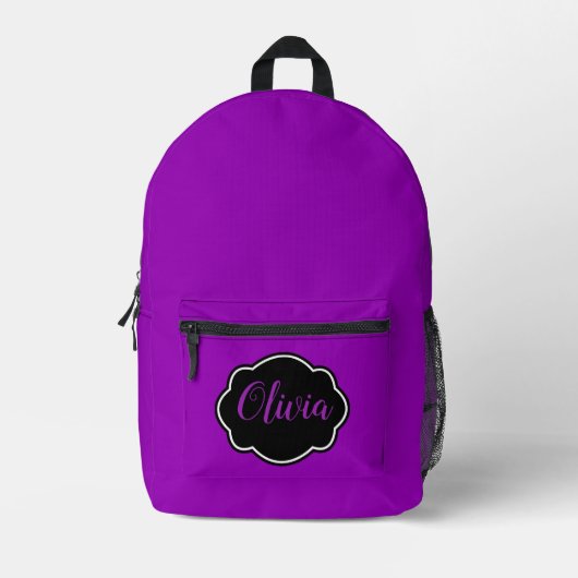Sac À Dos Imprimé Vibrant, Gras Fuchsia Purple Personnalisé (Recto)