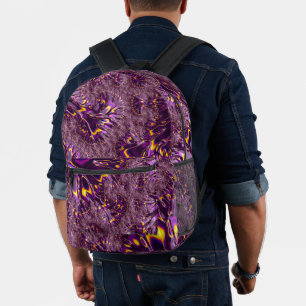 Sac À Dos Imprimé Vibrant Trippy violet jaune Super Fractal Art