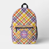 Sac À Dos Imprimé Vichy École Clair Monogramme Violet (Recto)
