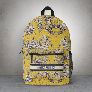 Sac À Dos Imprimé Vintage lac fleuri jaune toile de jouy monogramme