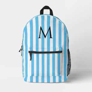 Sac À Dos Imprimé Vintage Monogramme Bleu & Blancs Gratté