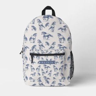 Sac À Dos Imprimé Vintage Personnalisé Cheval Bleu Classique Campagn