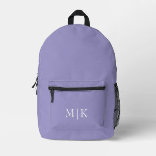 Sac À Dos Imprimé Violet et Blanc Monogramme Moderne