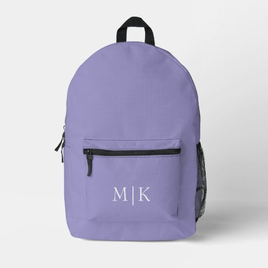 Sac À Dos Imprimé Violet et Blanc | Monogramme Moderne (Recto)