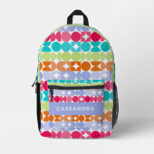 Sac À Dos Imprimé Violet orange rose Aqua Cercles du milieu du siècl (Recto)