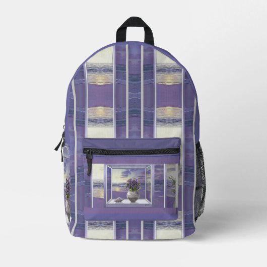 Sac À Dos Imprimé violettes dans un bocal de lune (Recto)