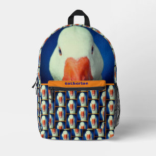 Sac À Dos Imprimé Visage personnalisé d'oie blanche mignonne