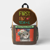 Sac À Dos Imprimé Vite journée d'école avec chat amour (Recto)