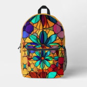 Sac À Dos Imprimé Vitrail Floral Abstrait Motif personnalisé (Recto)