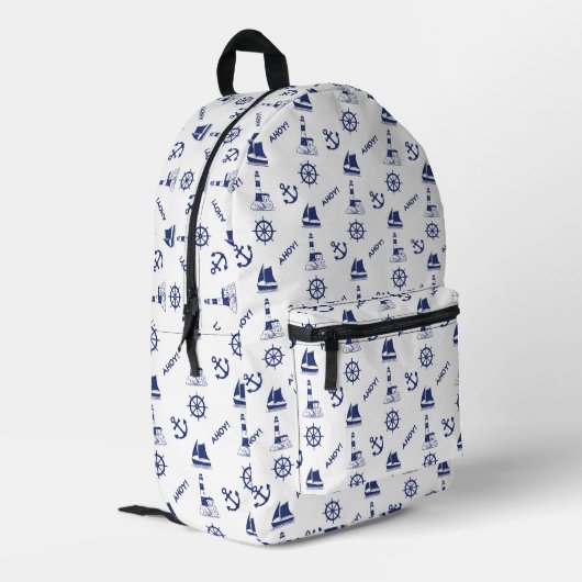 Sac À Dos Imprimé Voile Motif illustratif Marine Bleu+Blanc (Coin arrière gauche)