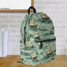Voiles vintage bleu roux bateau bleu aquarelle
