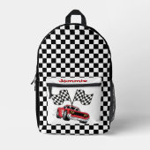 Sac À Dos Imprimé Voiture de course rouge personnalisée (Recto)