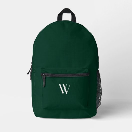 Sac À Dos Imprimé Votre monogramme en vert foncé (Recto)