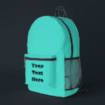 Sac À Dos Imprimé Vrai bleu turquoise bleu vert Sud-ouest couleur so<br><div class="desc">Sac à dos tout imprimé coudre style sac de rangement et relevé de mode avec personnalisable modèle Votre texte Ici typographie imprimée avec True Turquoise Blue Green Southwestern Solid Color arrière - plan illustration et sélection de produits collection par TheFabricSeal impression sur demande magasin à Zazzle.com #ZazzleMade https://www.zazzle.com/store/thefabricseal Imprimer style...</div>