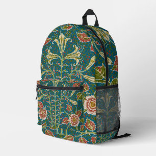 Sac À Dos Imprimé Walter Crane Fleur de lys et rose florale vintage