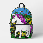 Sac À Dos Imprimé Whimsical blanc violet Anniversaire Unicorn (Recto)