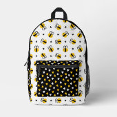 Sac À Dos Imprimé Whimsical Bumblebee & Hearts with Name Cute Kids (Recto)