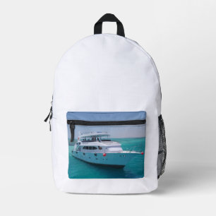 Sac À Dos Imprimé Yacht blanc neigé près de l'île blanche en mer Rou