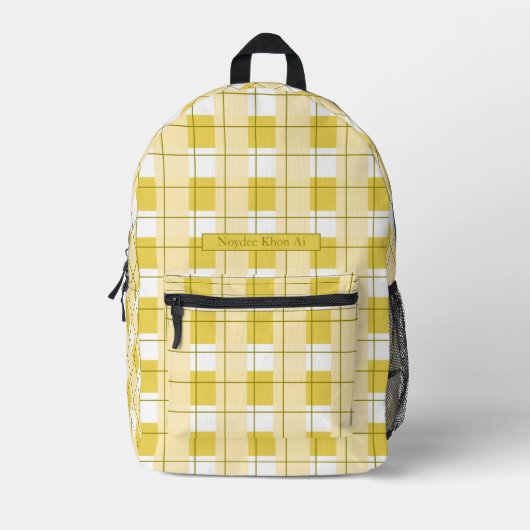 Sac À Dos Imprimé Yellow and White Plaid, Your Name (Recto)
