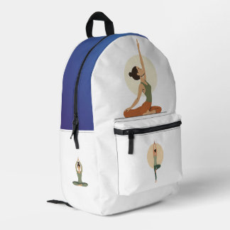 Sac À Dos Imprimé Yoga Pose Monoline Tons Terres |